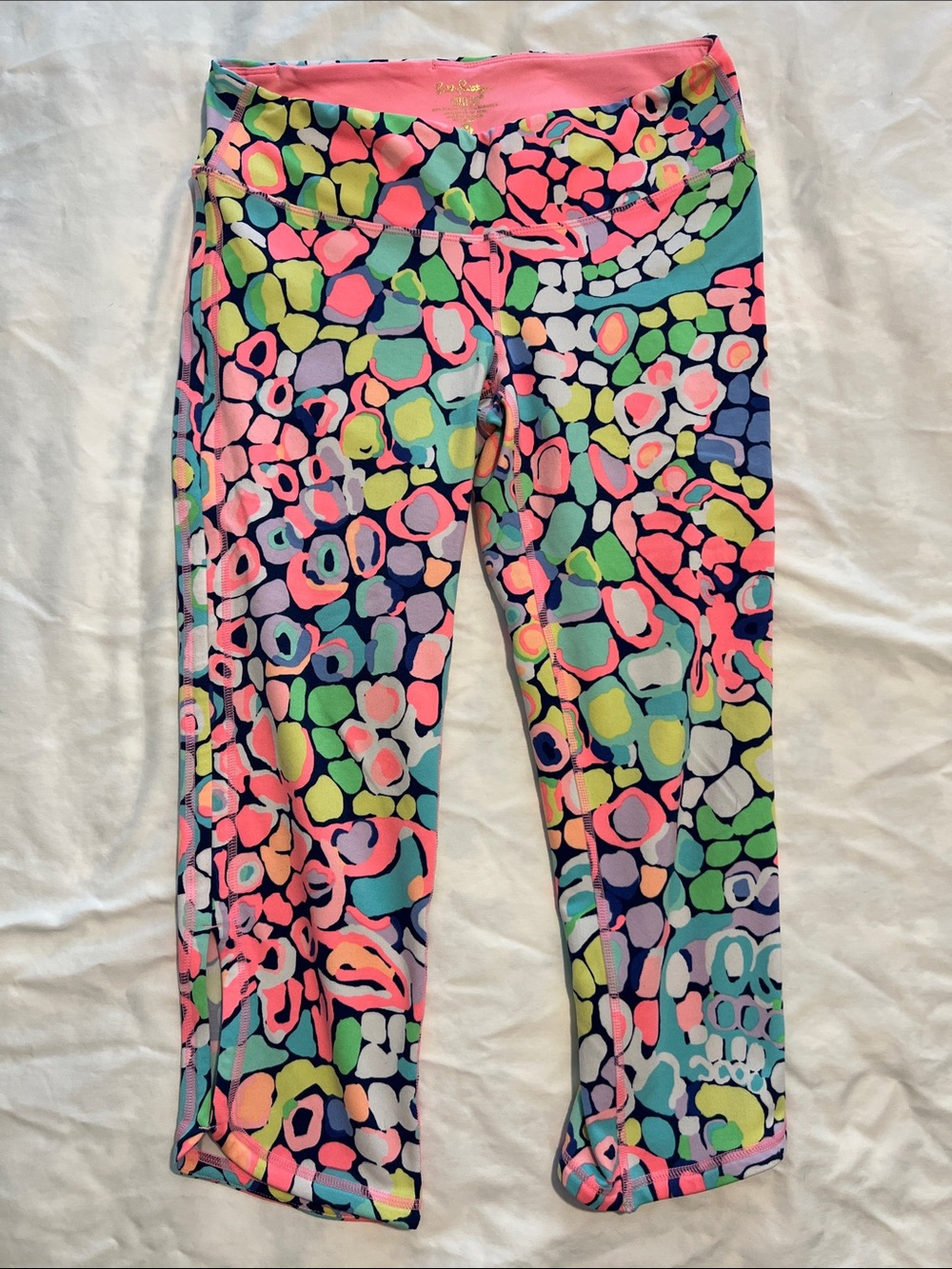 Lilly Pulitzer Multicolor Abstract Print Capri Leggings - Pink, Green, Blue